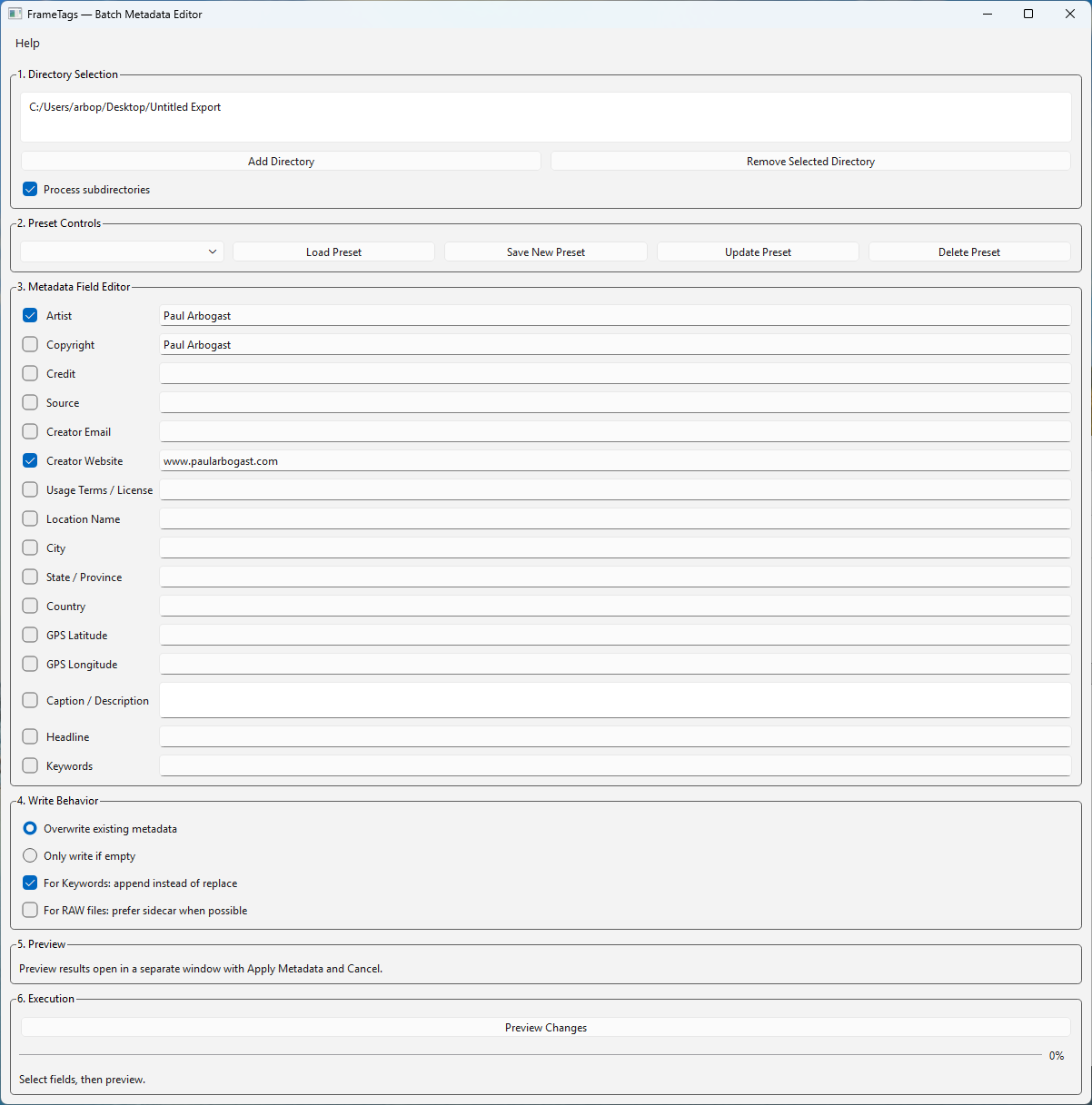 FrameTags main editor window